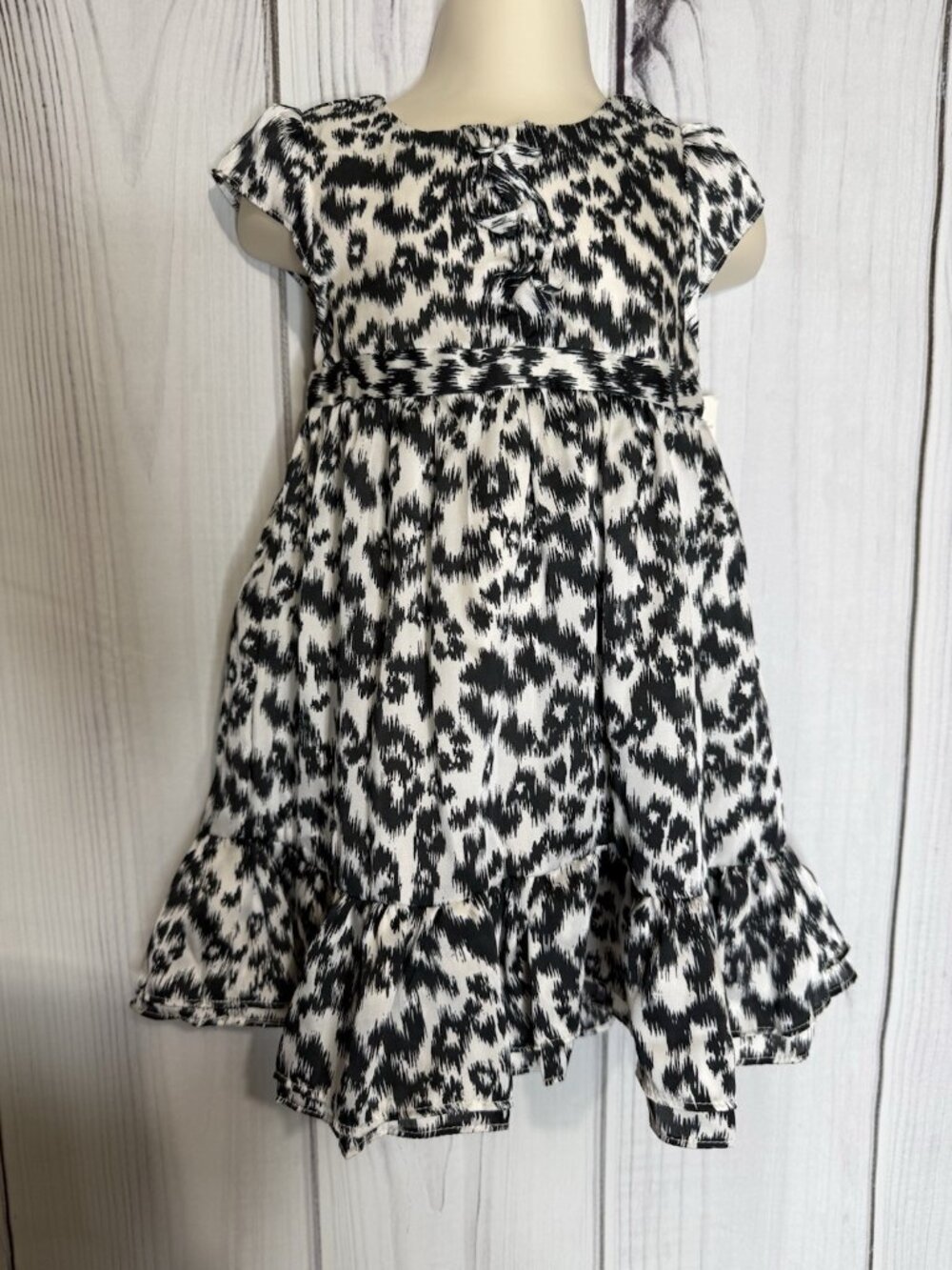 NWT DKNY Black White Dress Cap Sleeve Size 24M Ruffle Lined